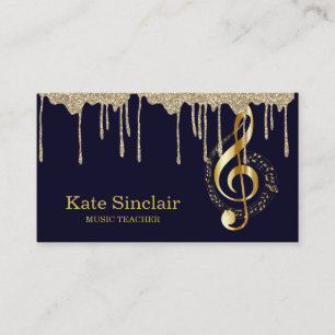 Elegant Music Lärare Piano Nycklar Musical Guld D Visitkort