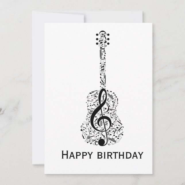 Elegant Music Note Birthday Greeting Card Inbjudningar (Framsida)