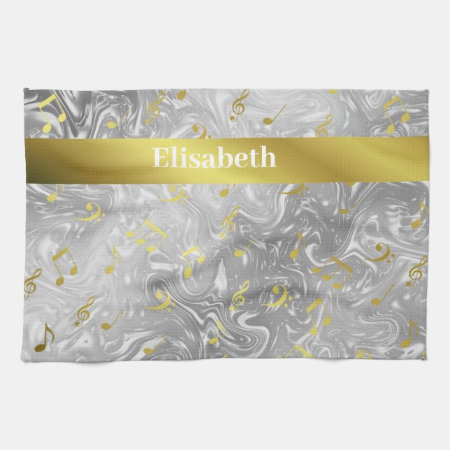 elegant music notes pattern kitchen towel kökshandduk (Horisontell)