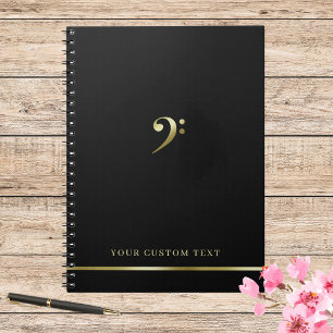 Elegant Music Teacher Office Bass Clef Modern Anteckningsbok
