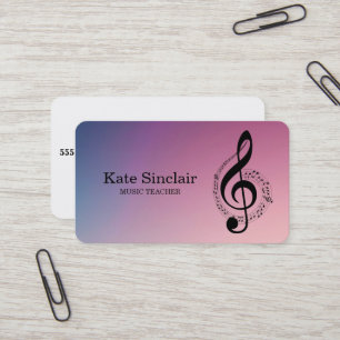 Elegant Music Teacher Piano Nycklar Musical Visitkort