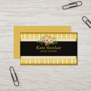Elegant Music Teacher Piano Nycklar Musical Visitkort