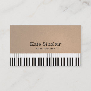 Elegant Music Teacher Piano Nycklar Musical Visitkort
