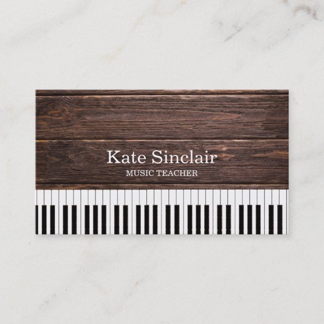 Elegant Music Teacher Piano Nycklar Musical Visitkort (Framsida)