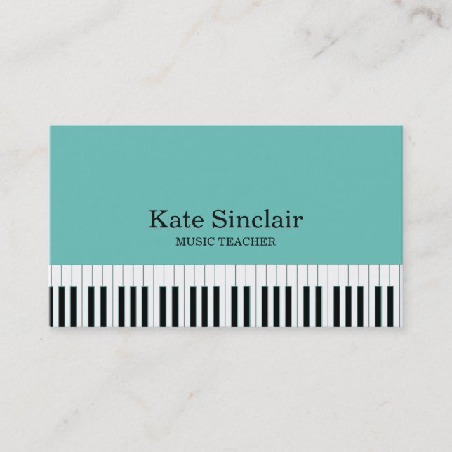 Elegant Music Teacher Piano Nycklar Musical Visitkort (Framsida)