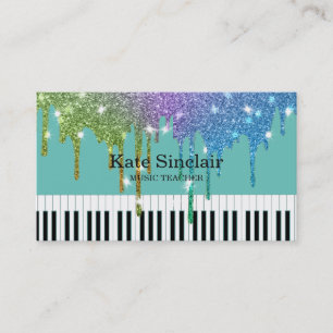 Elegant Music Teacher Piano Nycklar Musical Visitkort