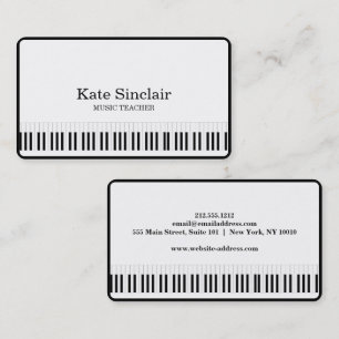 Elegant Music Teacher Piano Nycklar Musical Visitkort