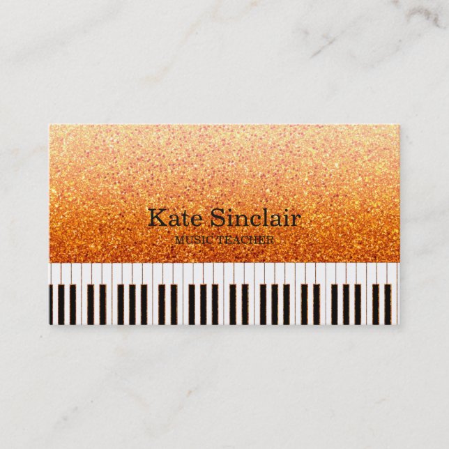 Elegant Music Teacher Piano Nycklar Musical Visitkort (Framsida)