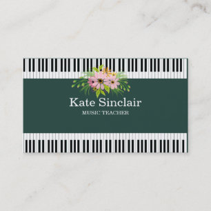 Elegant Music Teacher Piano Nycklar Musical Visitkort