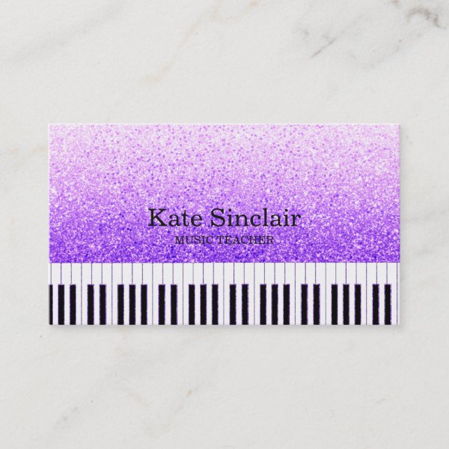 Elegant Music Teacher Piano Nycklar Musical Visitkort (Framsida)