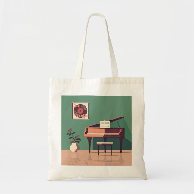 Elegant Music Thned Tote Bag Tygkasse (Framsidan)