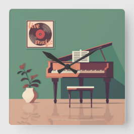 Elegant Music Wall Clock Fyrkantig Klocka