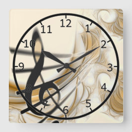Elegant Musical Note Fyrkantig Klocka