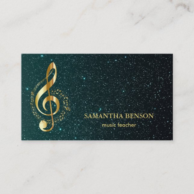 Elegant Musician-Affärskort med Music Note Visitkort (Framsida)