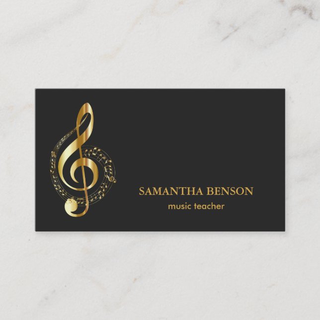 Elegant Musician-Affärskort med Music Note Visitkort (Framsida)