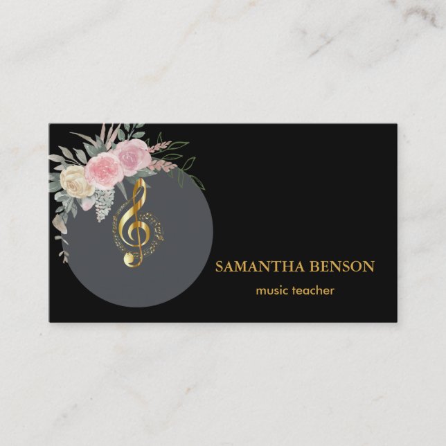 Elegant Musician-Affärskort med Music Note Visitkort (Framsida)