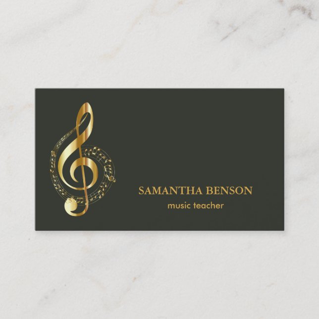 Elegant Musician-Affärskort med Music Note Visitkort (Framsida)