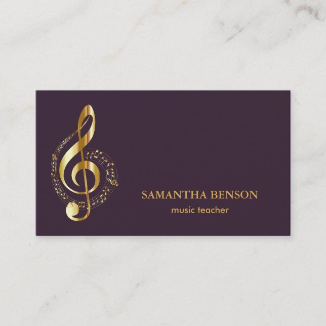 Elegant Musician-Affärskort med Music Note Visitkort (Framsida)