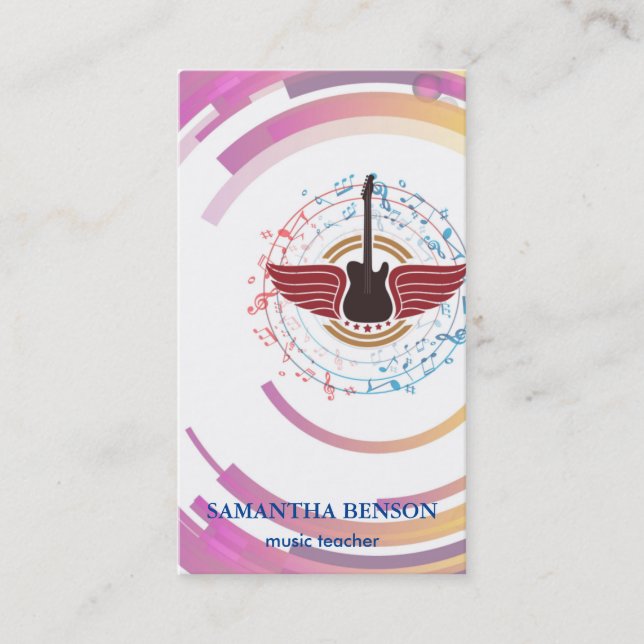 Elegant Musician-Affärskort med Music Note Visitkort (Framsida)
