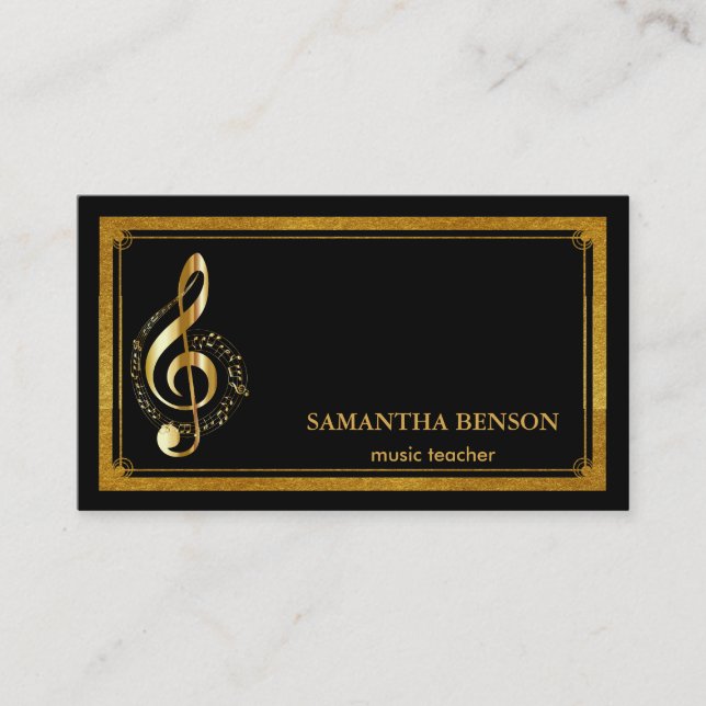 Elegant Musician-Affärskort med Music Note Visitkort (Framsida)