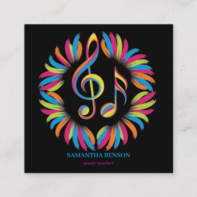 Elegant Musician Business card with Music Note Fyrkantigt Visitkort (Framsida)