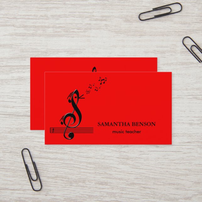 Elegant Musician Business card with Music Note Visitkort (Fram/Back In Situ)