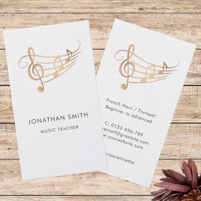 Elegant Musician Gold Music Notes Visitkort (Skapare uppladdad)