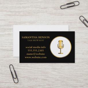 Elegant Musician Microphone Singer Radio Host Visitkort