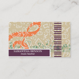 Elegant Musician Piano Instructor Music Lärare Visitkort