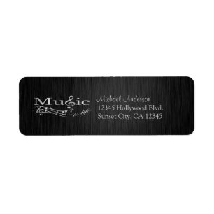 Elegant musik är livsvart- och silveretiketter returadress etikett