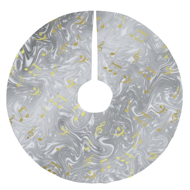 elegant musik noter mönster julgransmatta borstad polyester (Framsidan)