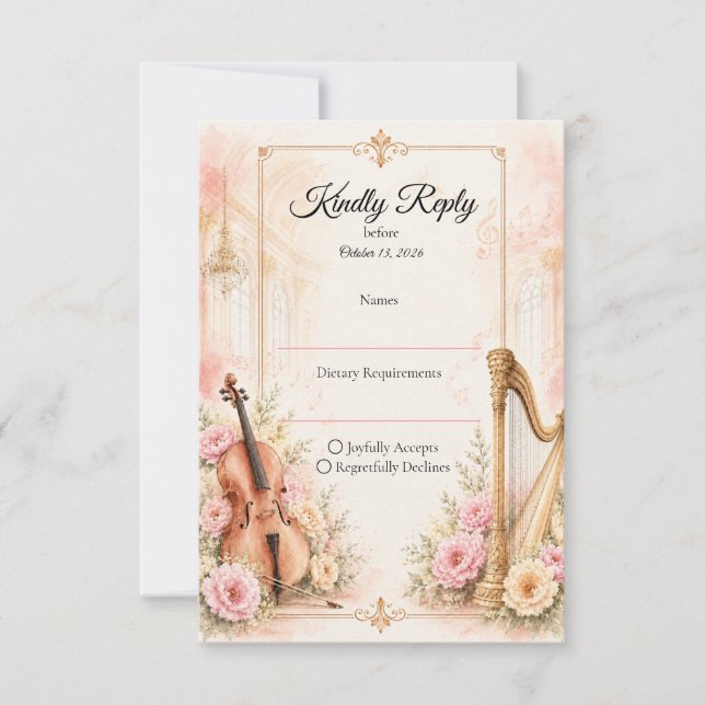 Elegant Musikalisk Bröllop Bröllop OSA Kort (Framsida)