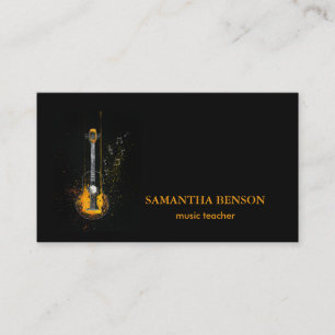Elegant Musiker Namnkort med Musikalisk Gitarr