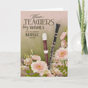 Elegant Musiklärarens Dag Blommig Kort