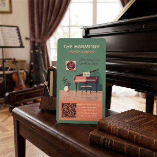Elegant musikskola företags kort med piano