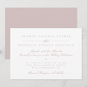Elegant Musk Rosa Formell Kalligrafi Bröllop Inbjudningar