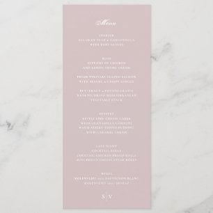 Elegant Musk Rosa Vit Monogram Bröllop Meny