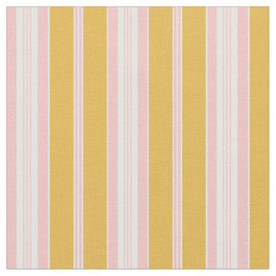 Elegant Mustard Gult Rosa Fransk Ticking Rand Tyg