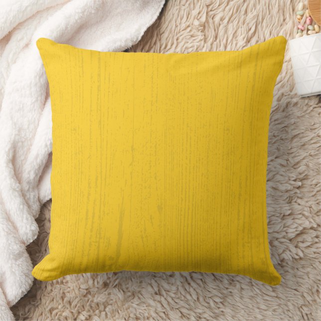 Elegant Mustard Gult Wood Grain Kudde (Filt)