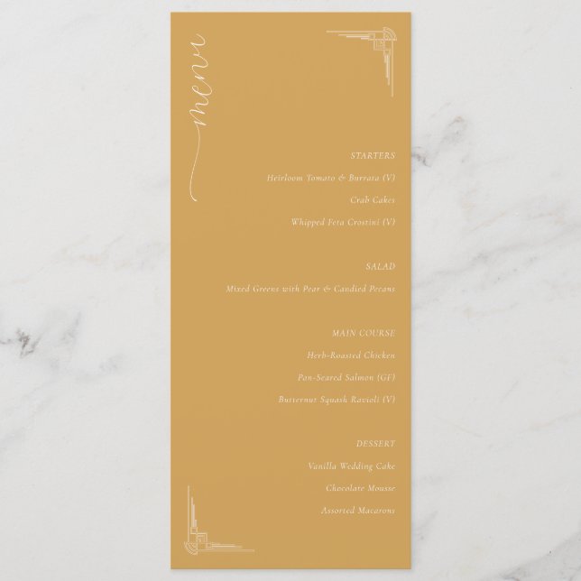 Elegant Mustard Minimalist Menu Meny (Framsida)