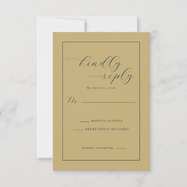 Elegant Mustard RSVP-kort OSA Kort (Framsida)