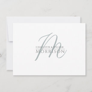 Elegant Mute Blue Black Monogram Par Anteckningskort