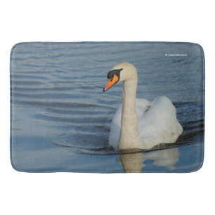 Elegant Mute Svan Waterbird vid Sjö Badrumsmatta