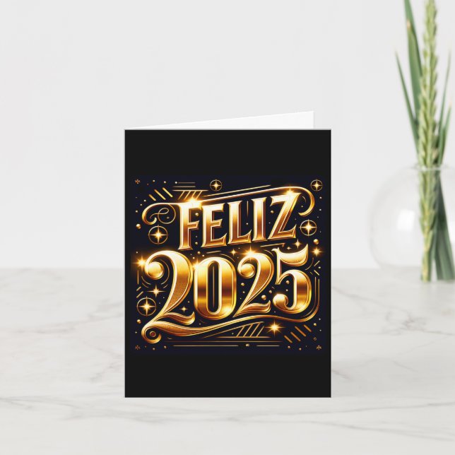Elegant Muy feliz Año Nuevo 2025 Folded Helgkort (Framsida)