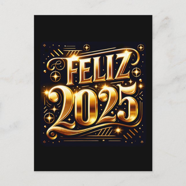 Elegant Muy feliz Año Nuevo 2025 Helg Vykort (Framsida)