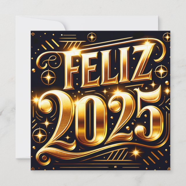 Elegant Muy feliz Año Nuevo 2025 Julkort (Framsida)