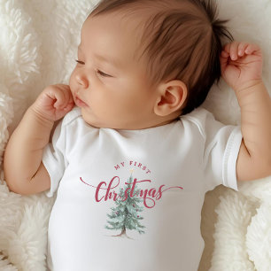 Elegant My First Christmas Tree Script Typografi T Shirt