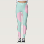 elegant mynta och stora rosa polka dots mönster leggings<br><div class="desc">Minimalistisk,  modern och snyggt utformning som representerar rosa punkter på en mint bakgrund.</div>