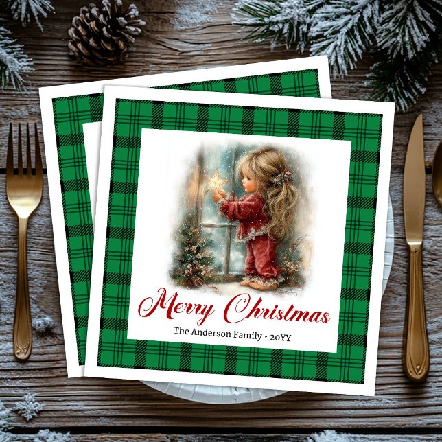 Elegant Mysig Höjdpunkt Vinterscen Servetter (Elegant Cozy Festive Table Winter Scene Napkins)