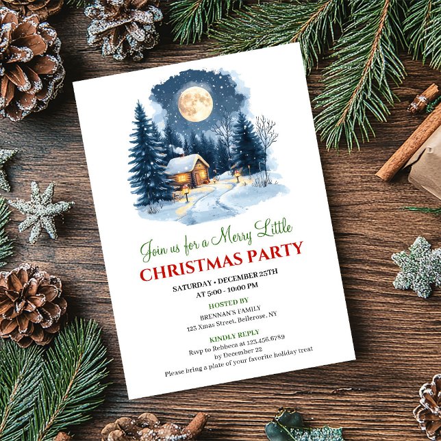 Elegant Mysig Julscen Digital Inbjudan (Elegant Cozy Christmas Scene Digital Invitation)